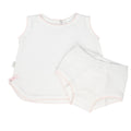 Paty Knit, 2 PC Sleeveless Diaper Set - Pink Trim