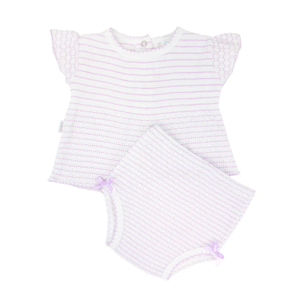 Paty Knit Purple Pinstripe Diaper Set