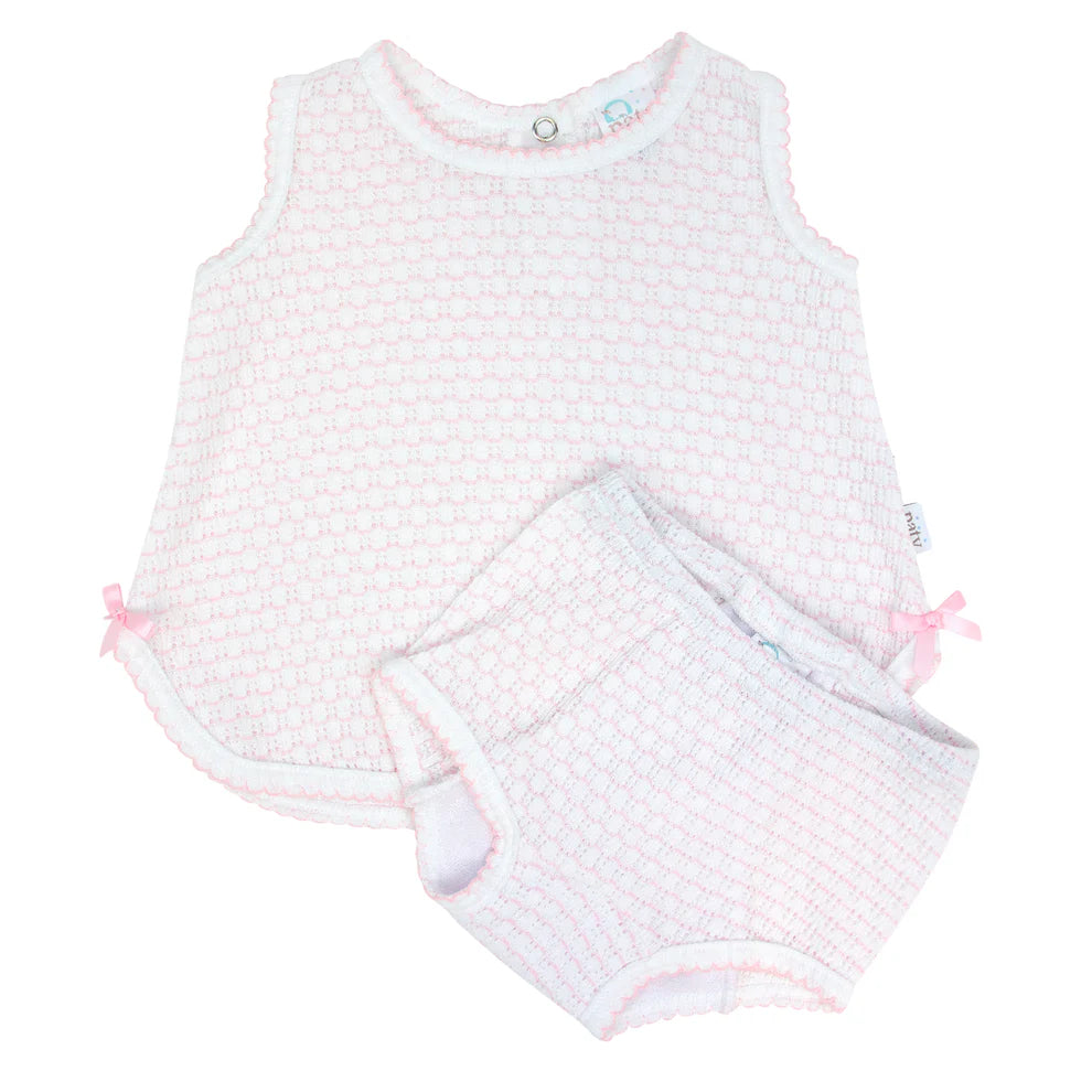 Paty Knit, 2 PC Sleeveless Diaper Set - Pink