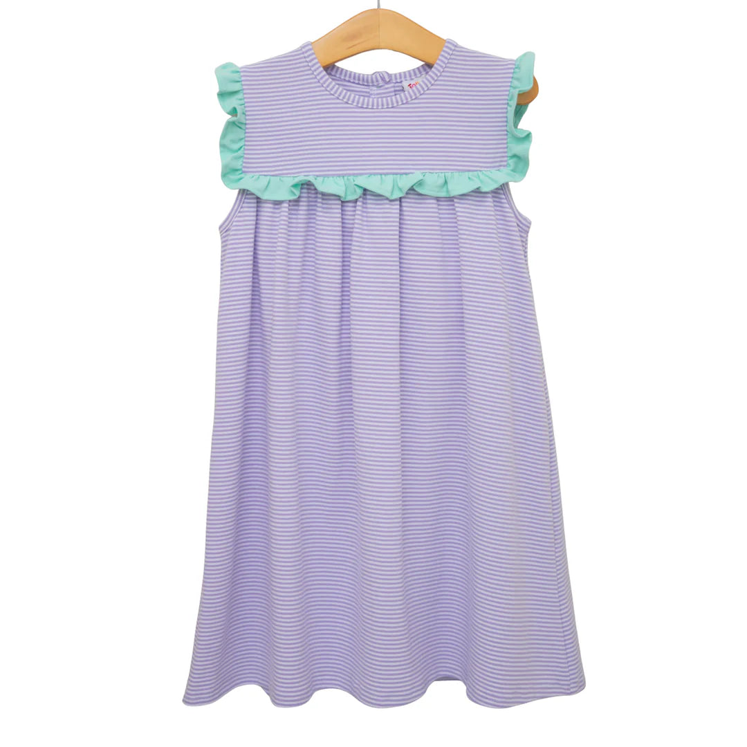 Bella Dress - Lavender and Mint Stripe
